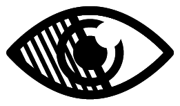 Icon of an eye with stripes going across it